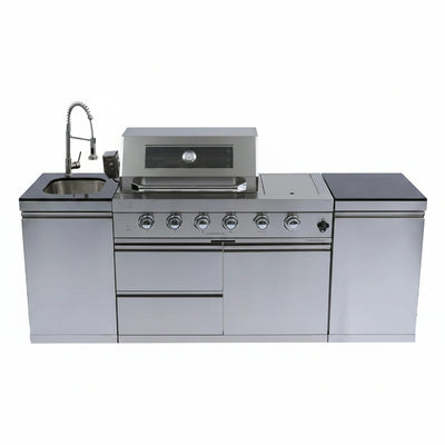 85" 4-Burner Gas Grill Island with Sink & Granite Top