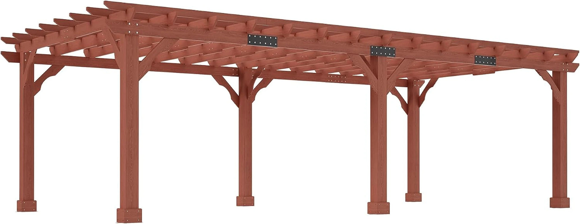 12X24 FT Premium Cedar Wood Pergola with Trellis Roof & Stakes — product view 8