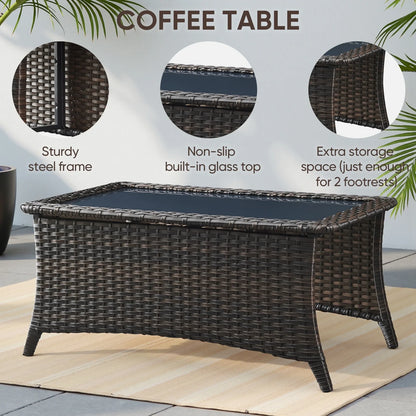 5 Pieces Outdoor Patio Furniture Set with Swivel Rocker Chairs and 6" Thick Cushions,Wicker Conversation Set with Sectional Sofa and Ottomans for Porch Deck Backyard Poolside — product view 10