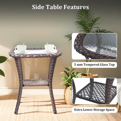 5 Pieces Outdoor Patio Furniture Set with Swivel Rocker Chairs and 6" Thick Cushions,Wicker Conversation Set with Sectional Sofa and Ottomans for Porch Deck Backyard Poolside — product view 13
