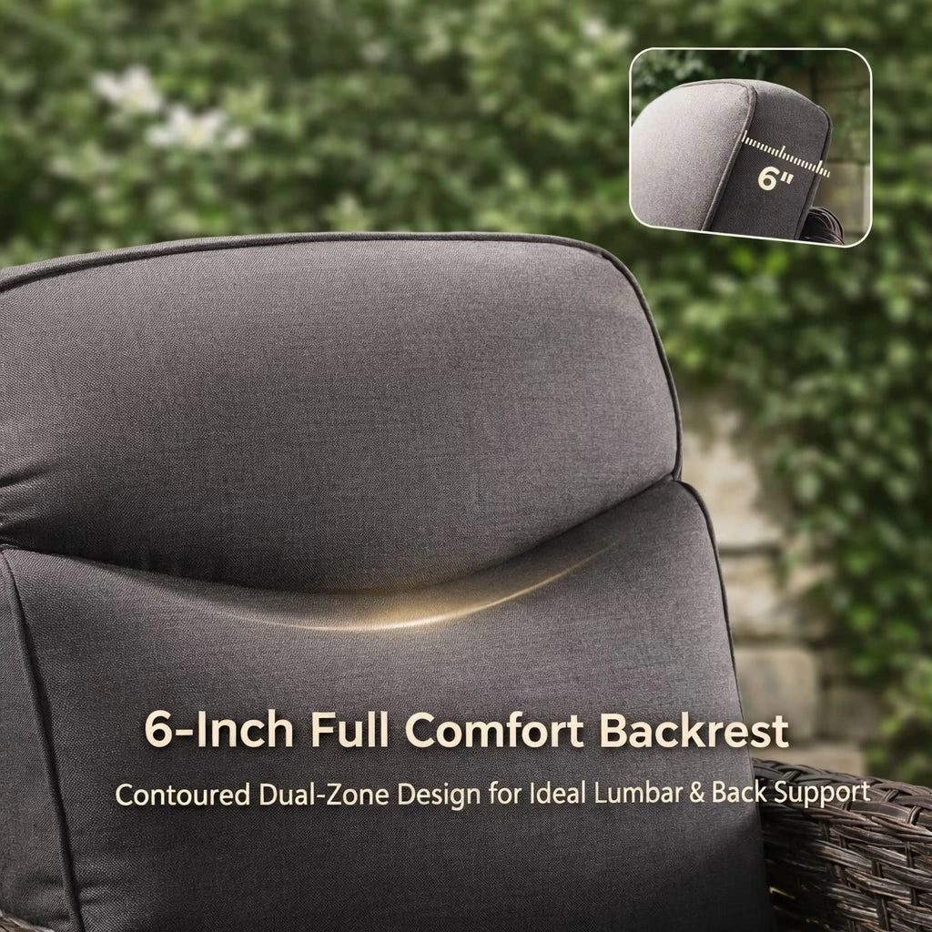 5 Pieces Outdoor Patio Furniture Set with Swivel Rocker Chairs and 6" Thick Cushions,Wicker Conversation Set with Sectional Sofa and Ottomans for Porch Deck Backyard Poolside — product view 7