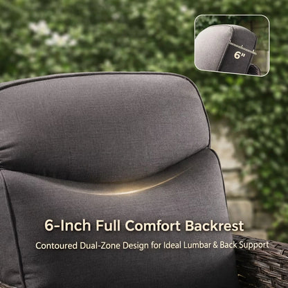 5 Pieces Outdoor Patio Furniture Set with Swivel Rocker Chairs and 6" Thick Cushions,Wicker Conversation Set with Sectional Sofa and Ottomans for Porch Deck Backyard Poolside — product view 7