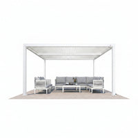Louvered Pergola Modern White Pergola with Adjustable Roof for Deck Backyard Garden