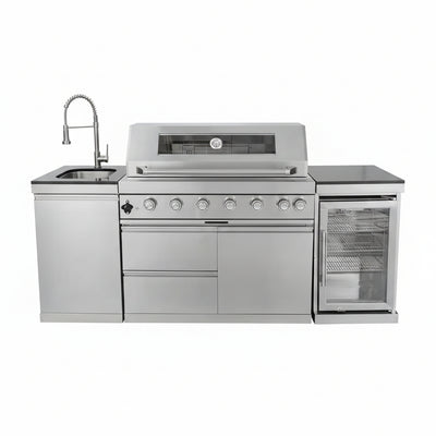 6-Burner Propane Grill Island with Refrigerator & Sink