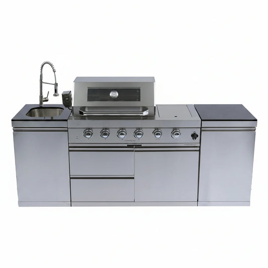 85" 4-Burner Gas Grill Island W/Sink & Granite