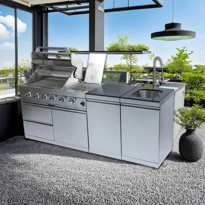 85" 4-Burner Gas Grill Island W/Sink & Granite — product view 5