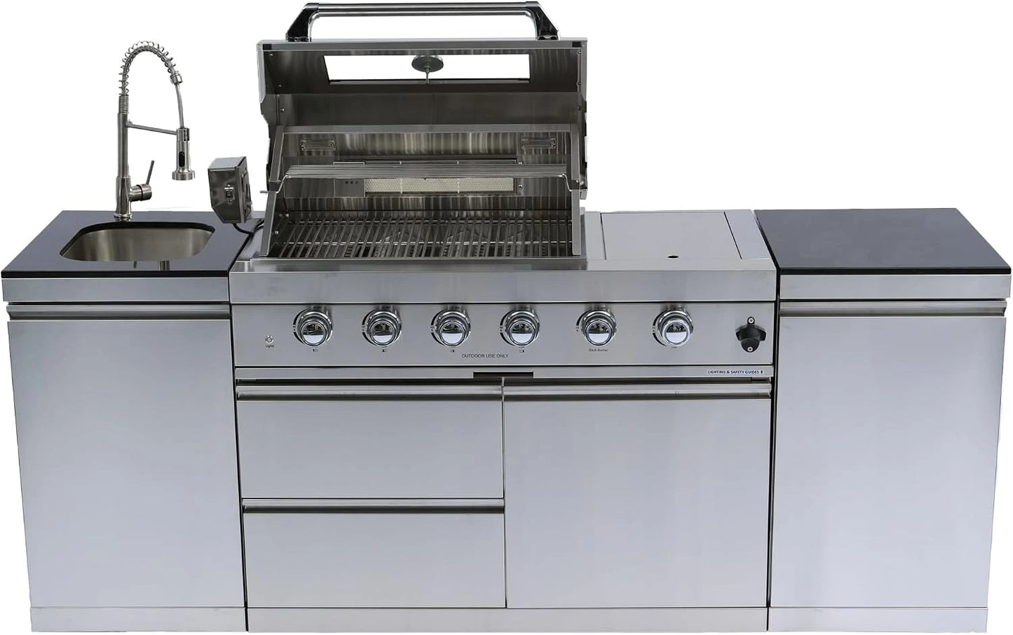 85" 4-Burner Gas Grill Island W/Sink & Granite — product view 7