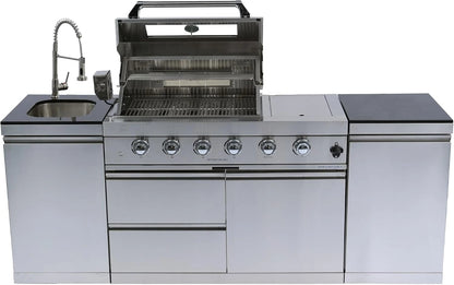 85" 4-Burner Gas Grill Island W/Sink & Granite — product view 7