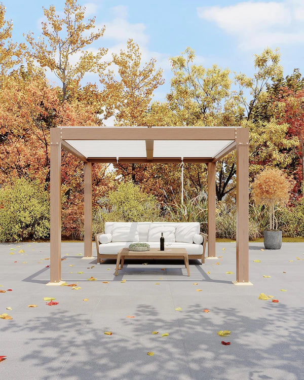 10x10 Ft Louvered Pergola with Adjustable Aluminum Roof