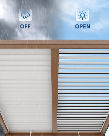 Louvered Pergola 10 Ft X10', Outdoor Pergola with Adjustable Louvered Roof, Reinforced Aluminum Frame, Integrated Drainage System, Hardtop Gazebo for Patio, Deck, Wood Grain — product view 5