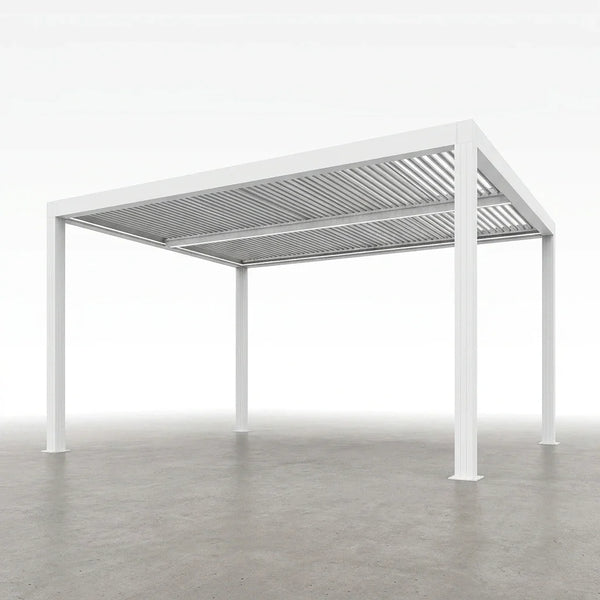 Aluminum Pergola Designed for Adjustable Shade, Louvered Roof, Integrated Drainage, 72 MPH Wind Rating