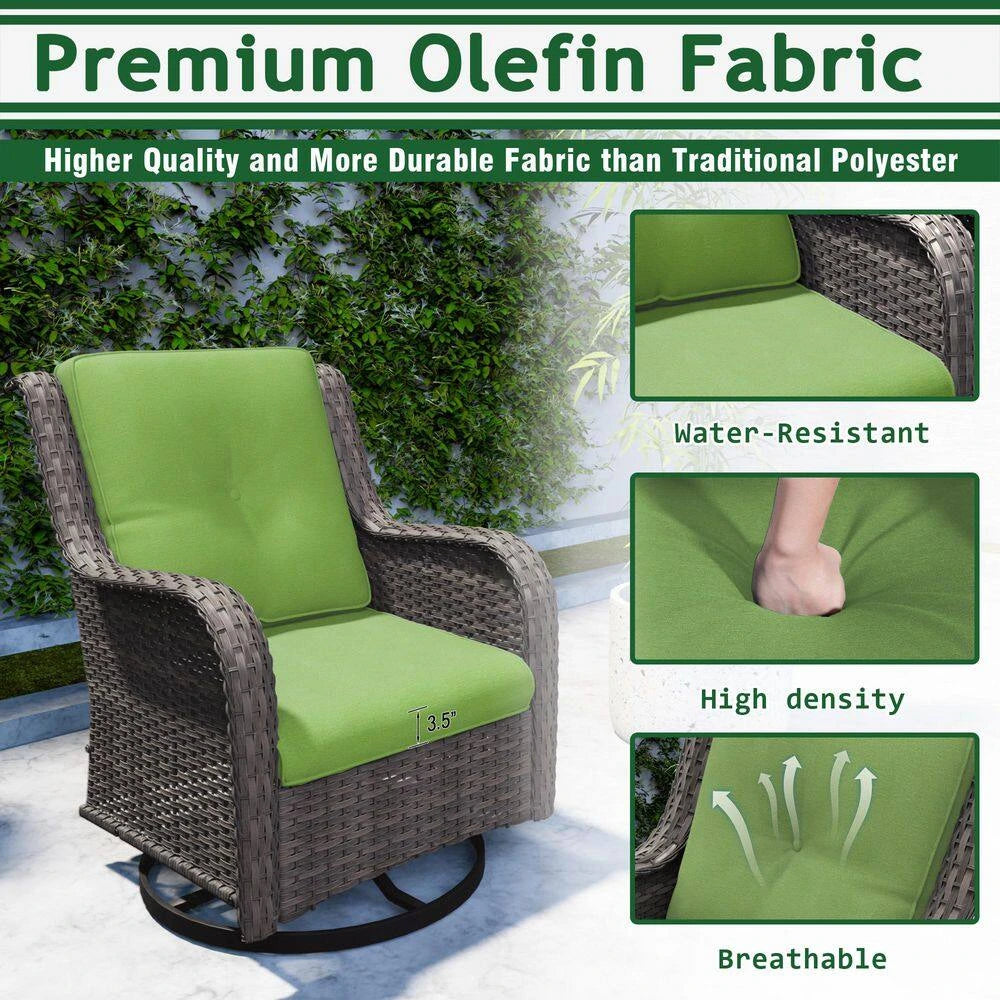 Patio Furniture Set 6-Piece Outdoor Patio Conversation Set with Green Cushions Lawn Furniture — product view 6