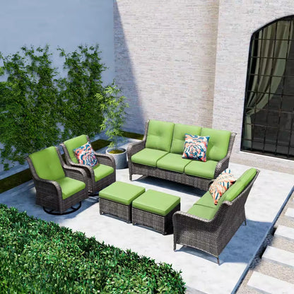 Patio Furniture Set 6-Piece Outdoor Patio Conversation Set with Green Cushions Lawn Furniture — product view 8